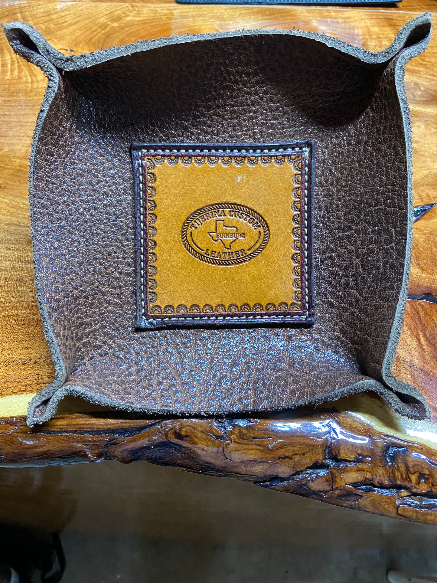 Bison leather tray