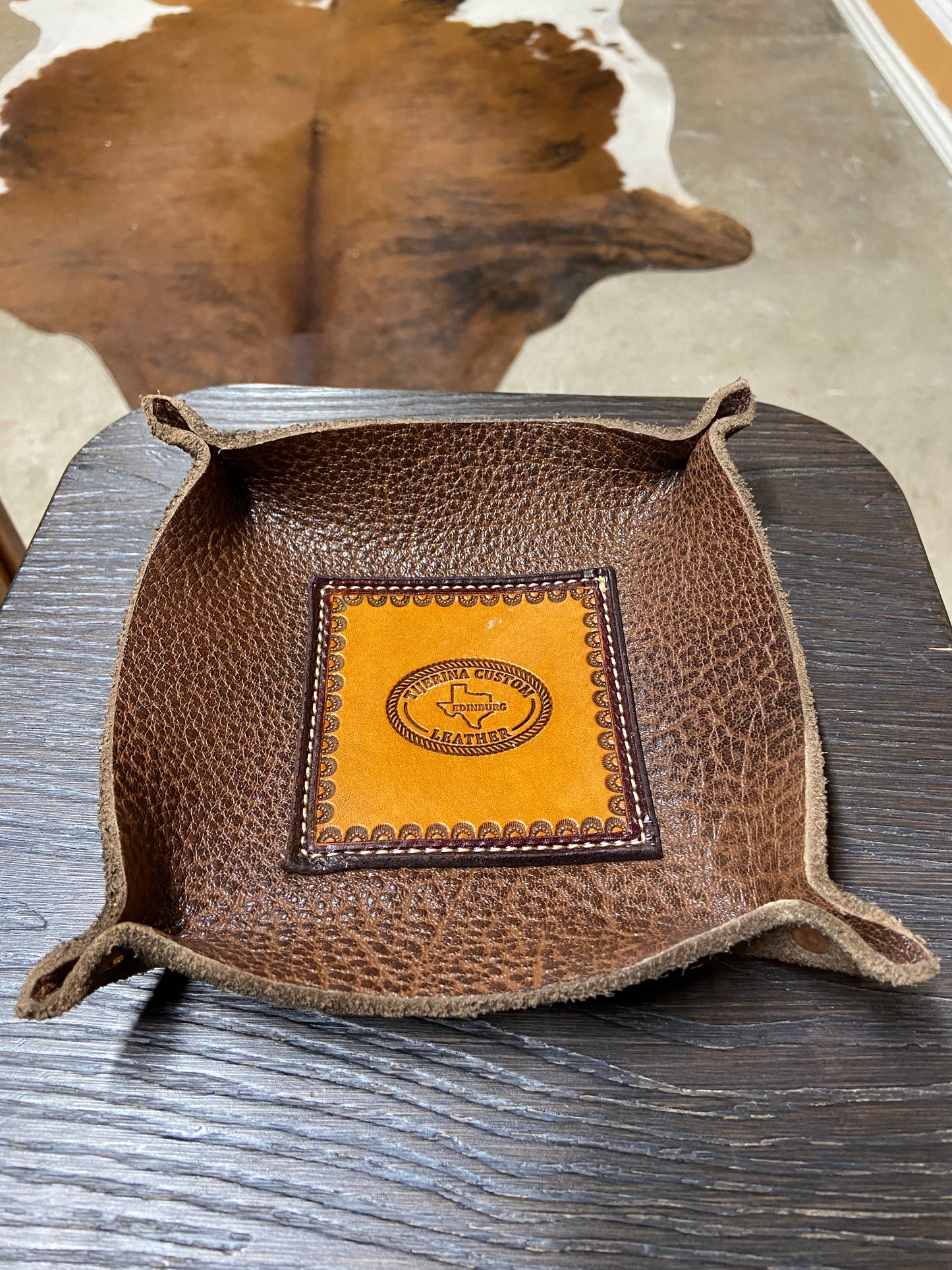 Bison leather tray